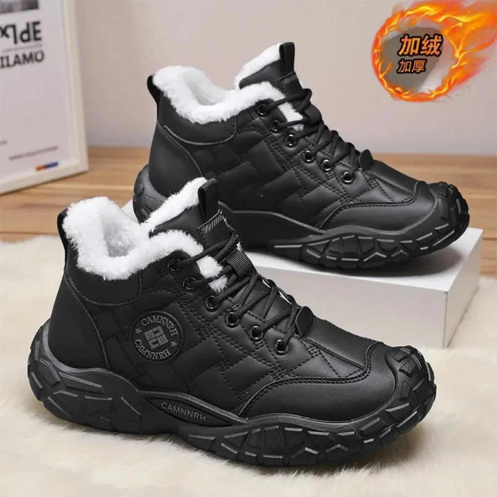 

2025 Men's Winter Shoes Thickened High-Top Snow Boots Warm Fleece Ankle Boots Outdoor Non-slip Hiking Boots Men Work Shoes