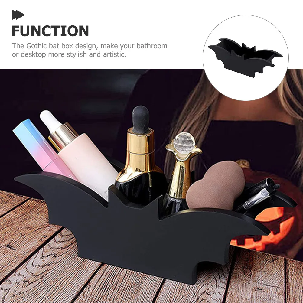 

Многофункциональный деревянный контейнер для хранения в готическом стиле «Коробка-летучая мышь» для косметики, мелочей, организации рабочего стола, в тематике Хэллоуина