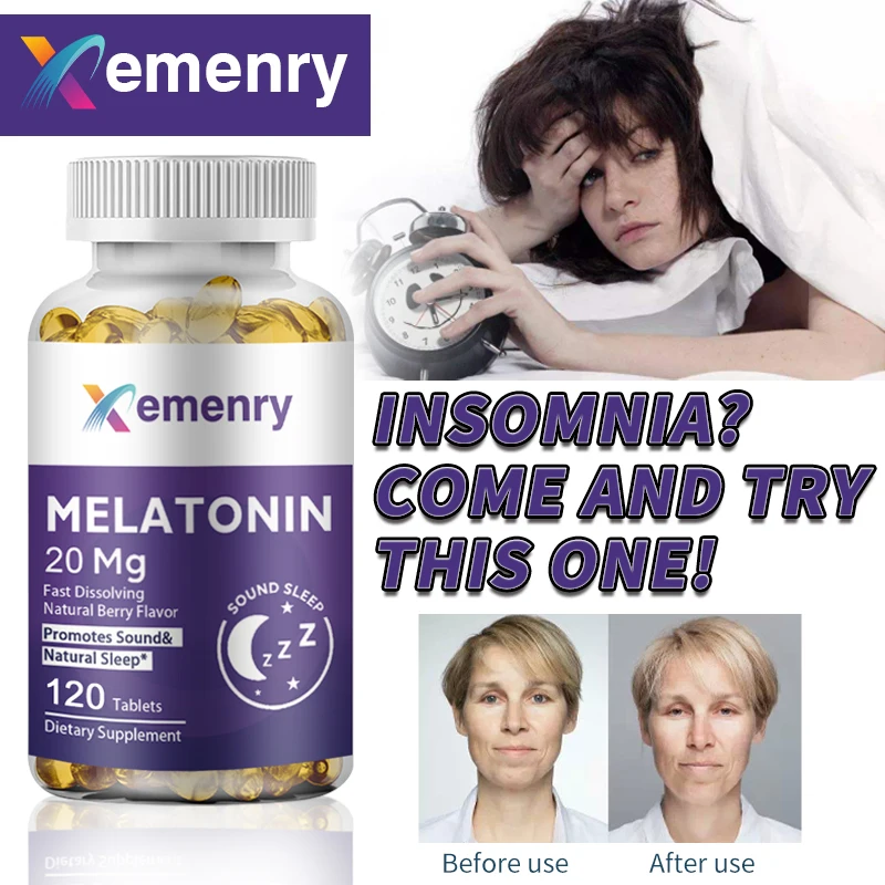 

Melatonin Capsules - Sleep Dietary Supplement, to Promote Sleep Quality, Help Deep Sleep