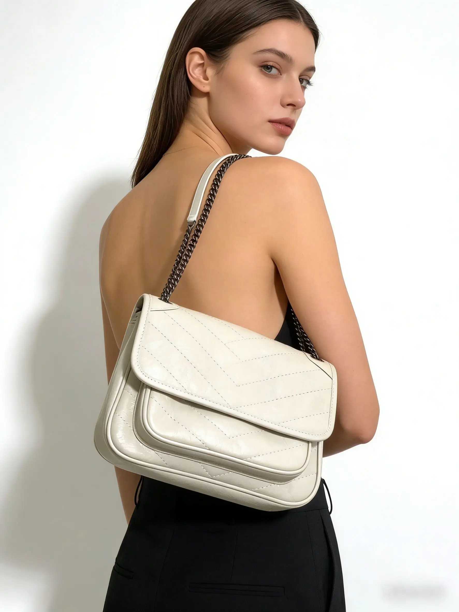 

Luxury Chain Shoulder Bags For Women Dual Straps Designer Crossbody Messenger Bag Multi Pockets Female Handbag