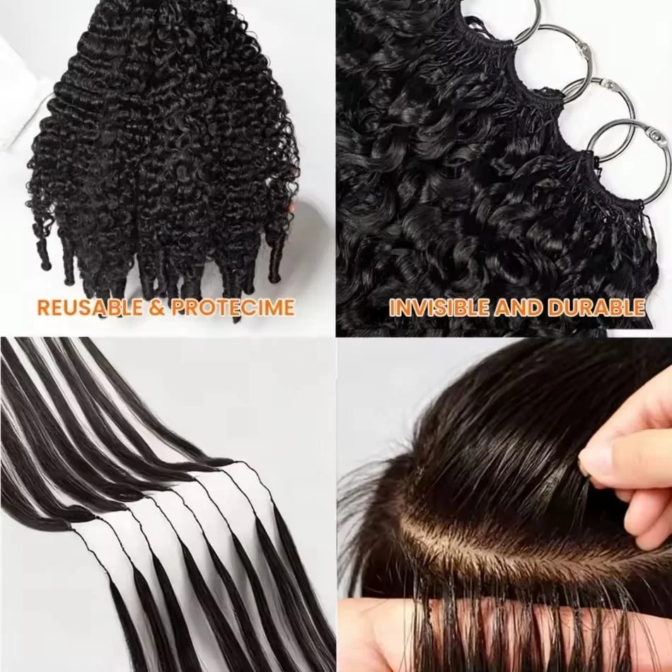 Burmese Curly Crochet Human Hair Pre Looped Miracle Knot Bulk Braiding Hair Unprocessed Raw Natural 1B Black Spring Bouncy Curls