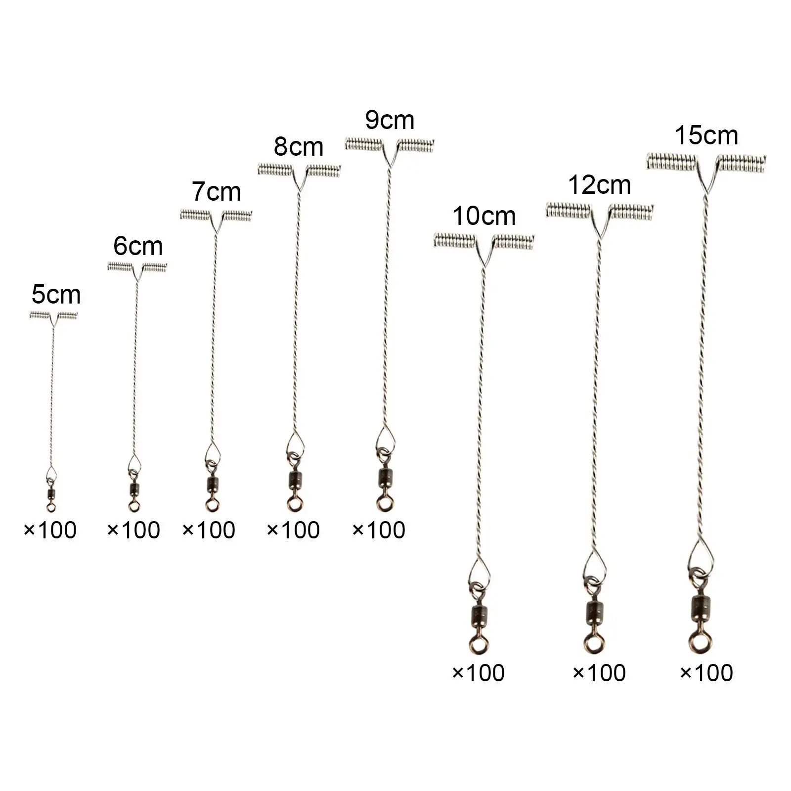 100 Pcs Fishing Balance Rigs Steel T Shape Swivels Snaps Fishing Swivels Gear Arm Connector Fishing Tackle Twisted String Hooks