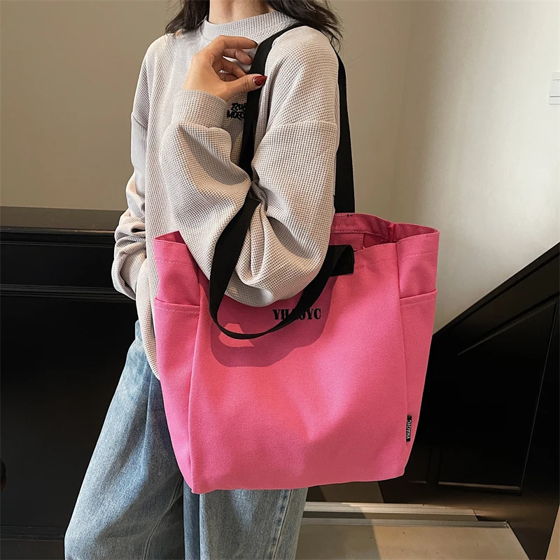 

Вместительная холщовая сумка-тоут, простая женская сумка в нескольких цветах, сумка через плечо для шопинга и путешествий