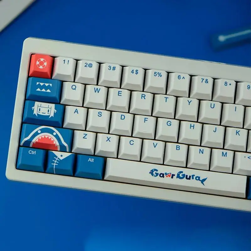 Imagem -03 - Pbt Keycaps para Teclado Mecânico Cherry Profile Keycap Gmk Gawr Gura Sublimação Dye Switch mx Gk64 Gk75 130 Chaves