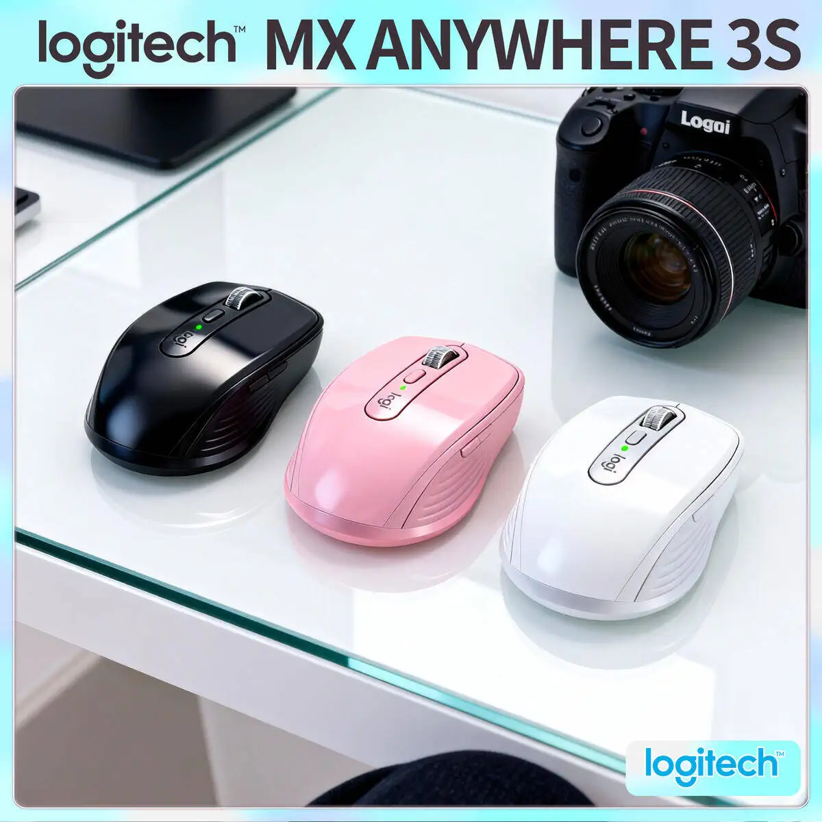 

Logitech MX Anywhere 3S Bluetooth Wireless Mouse Lightweight Silent Ergonomic Work Travel