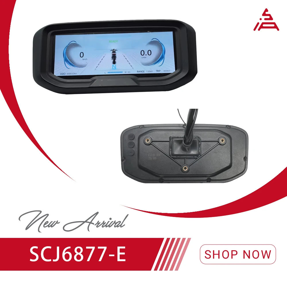 SIAECOSYS SCJ6877-E Electric Motorcycle Speedometer 6.8 Inch Voltage Display IP65 Waterproof for Scooter