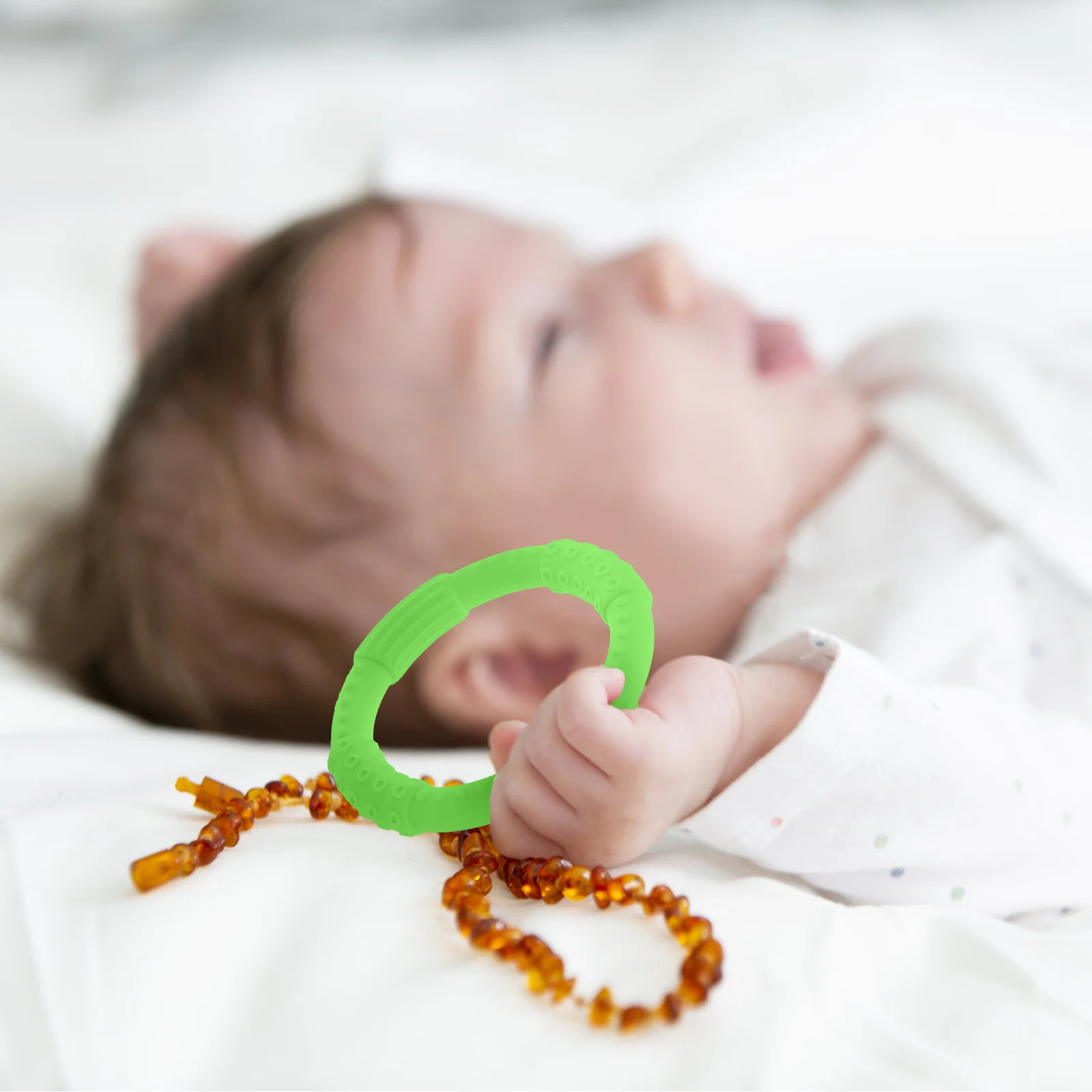 1Pcs Baby Silicone Bracelet Teether Ring for Infant Molar Relief Soft Chewable Soother Smooth Lightweight Round Design Toddler