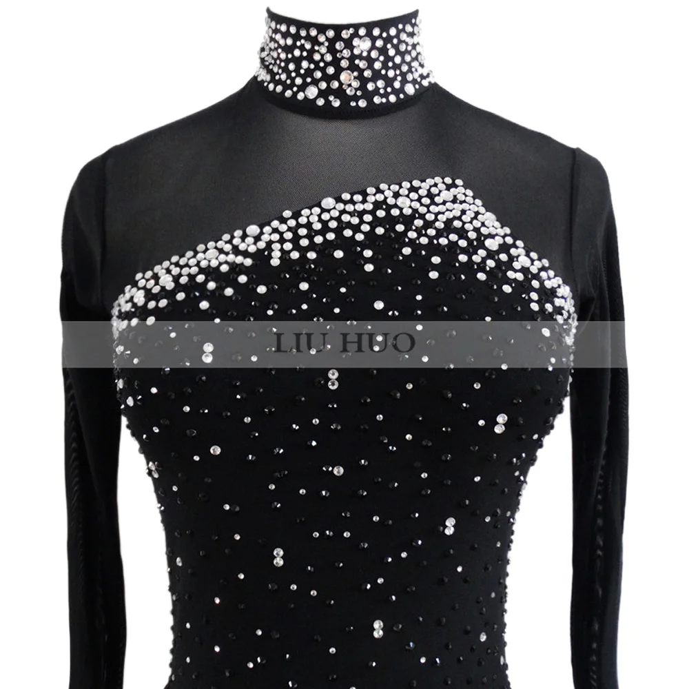 LIUHUO femmes filles Costume Performance gymnastique rythmique Ballet compétition justaucorps patinage artistique sur glace robe danse noir adolescents