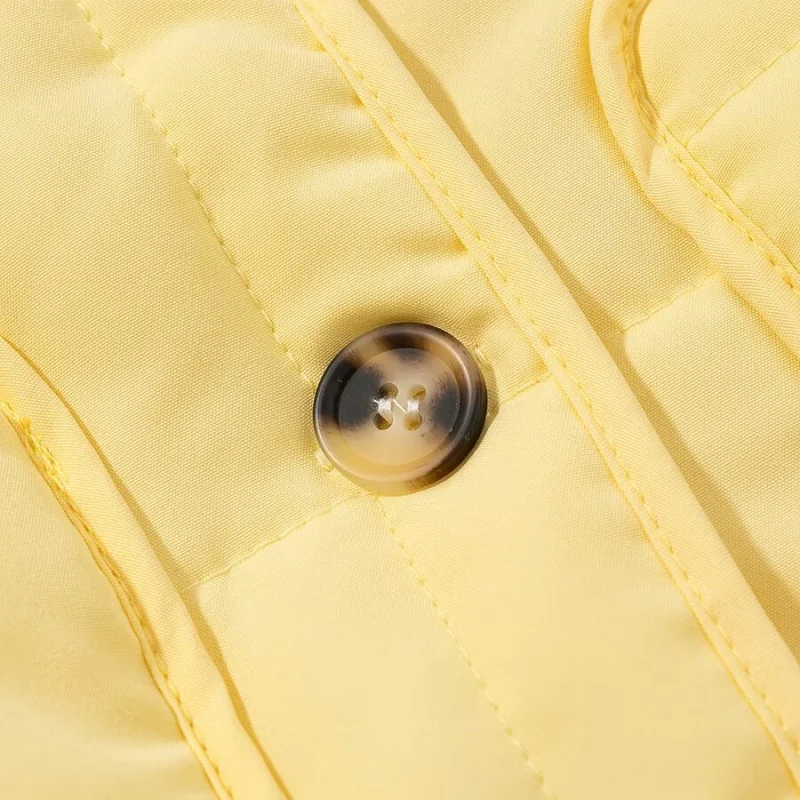 Damska kurtka/płaszcz na jesień i zimę z okrągłym dekoltem, zapinana na metalowe guziki, z długim rękawem, ozdobiona kieszeniami, odzież codzienna, nowość 2025