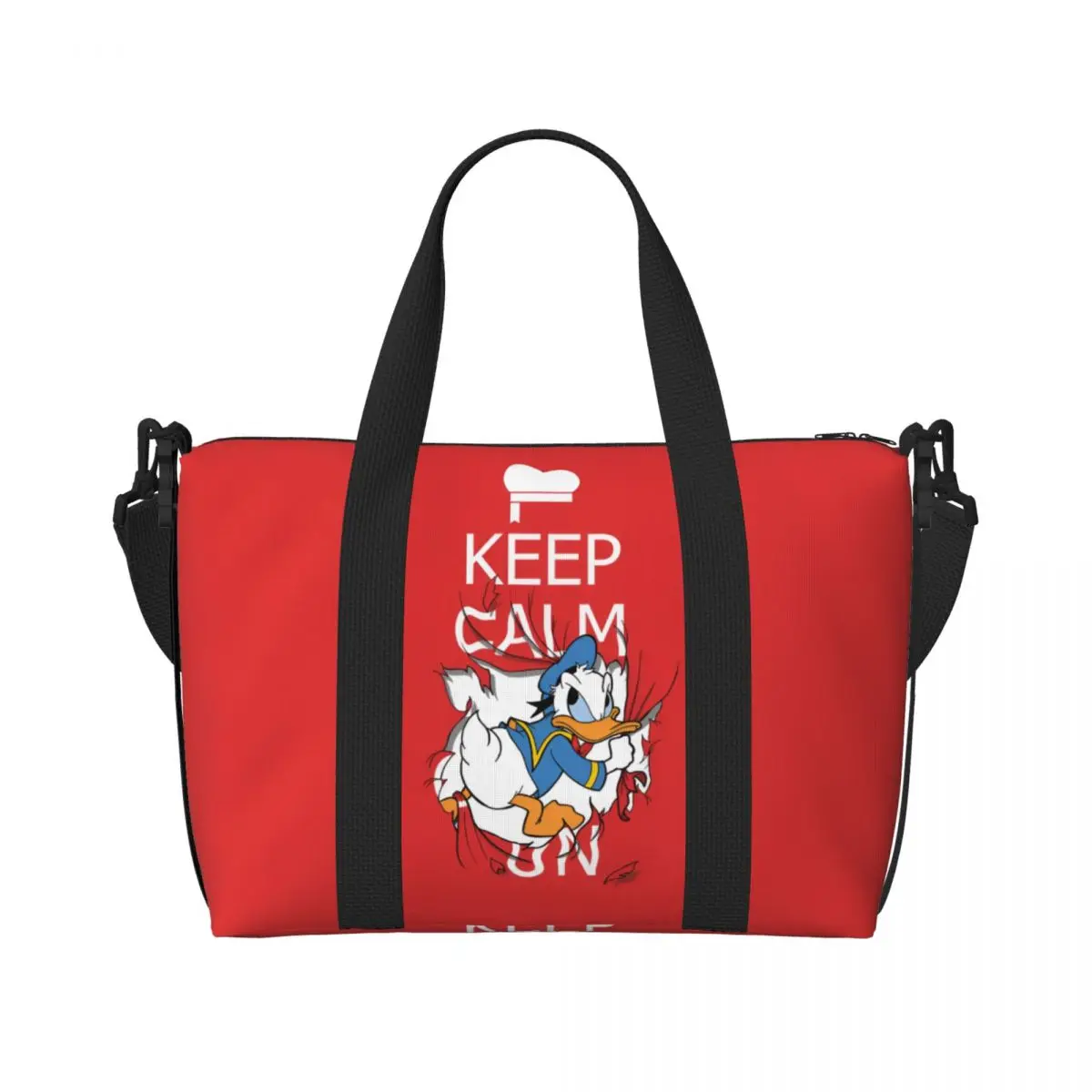 

Custom Large Donald Anime Duck Tote Bag Women Funny Cartoon Shoulder Shopper Gym Beach Travel Bag