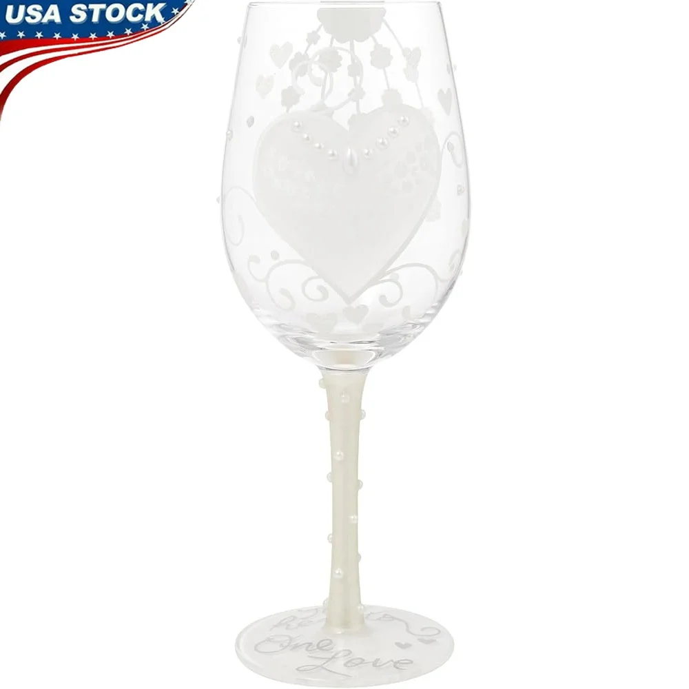

Hand-Painted Artisan Wine Glass Wedding Gift Unique Cocktail Recipe Decorative Box 15 Ounce Capacity Vibrant Design