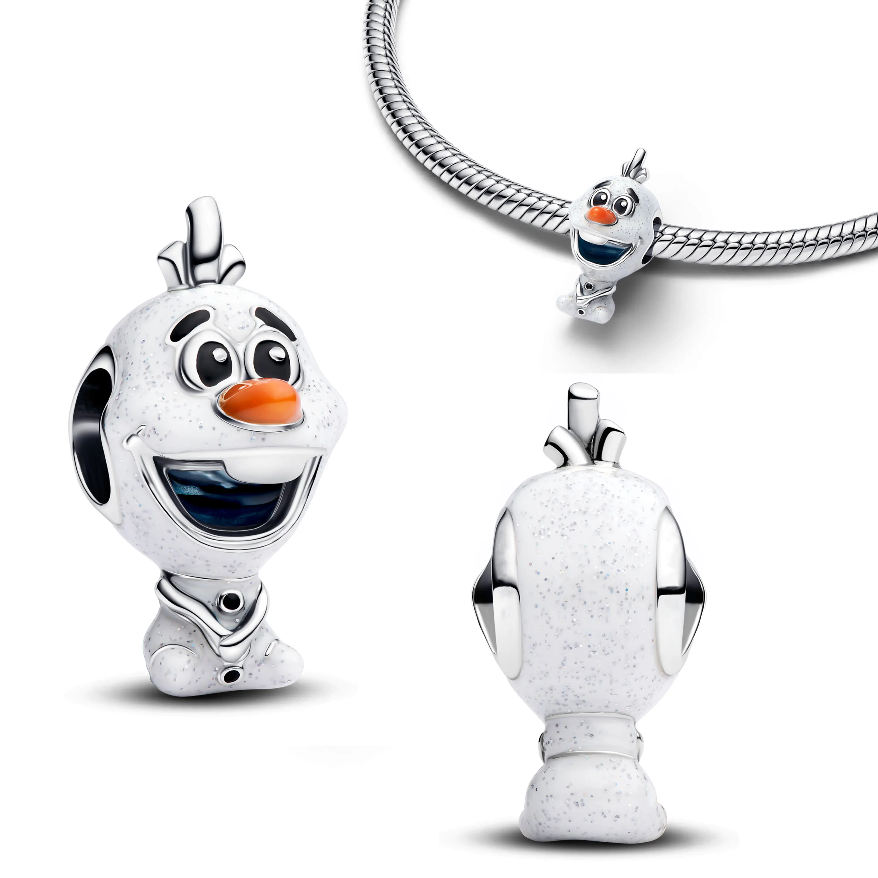 2025 عيد الميلاد Miniso ديزني أولاف جاك الجمجمة الكلب صفر خرزات ل الأصلي 925 فضة سوار أساور لتقوم بها بنفسك مجوهرات