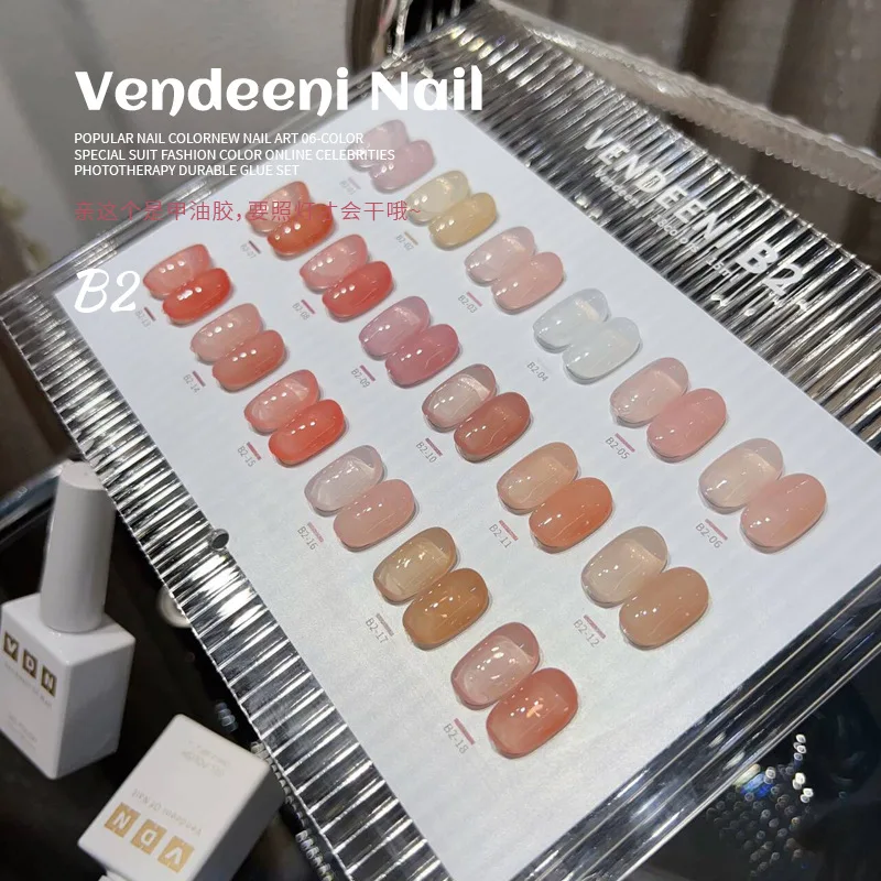 VENDEENI 18 สีโปร่งใสสีเล็บเจลชุดแฟชั่นเล็บชุดเล็บ Salon 2024 ใหม่ขายร้อนปลอดสารพิษ UV เจลขายส่ง