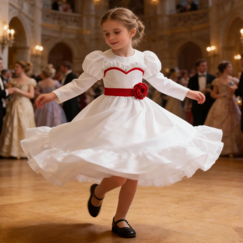 Mädchen Partykleider Weiß Hochzeit Brautjungfer Prinzessin Kleid Mädchen Elegant Geburtstag Klavier Erstkommunion Taufkleid