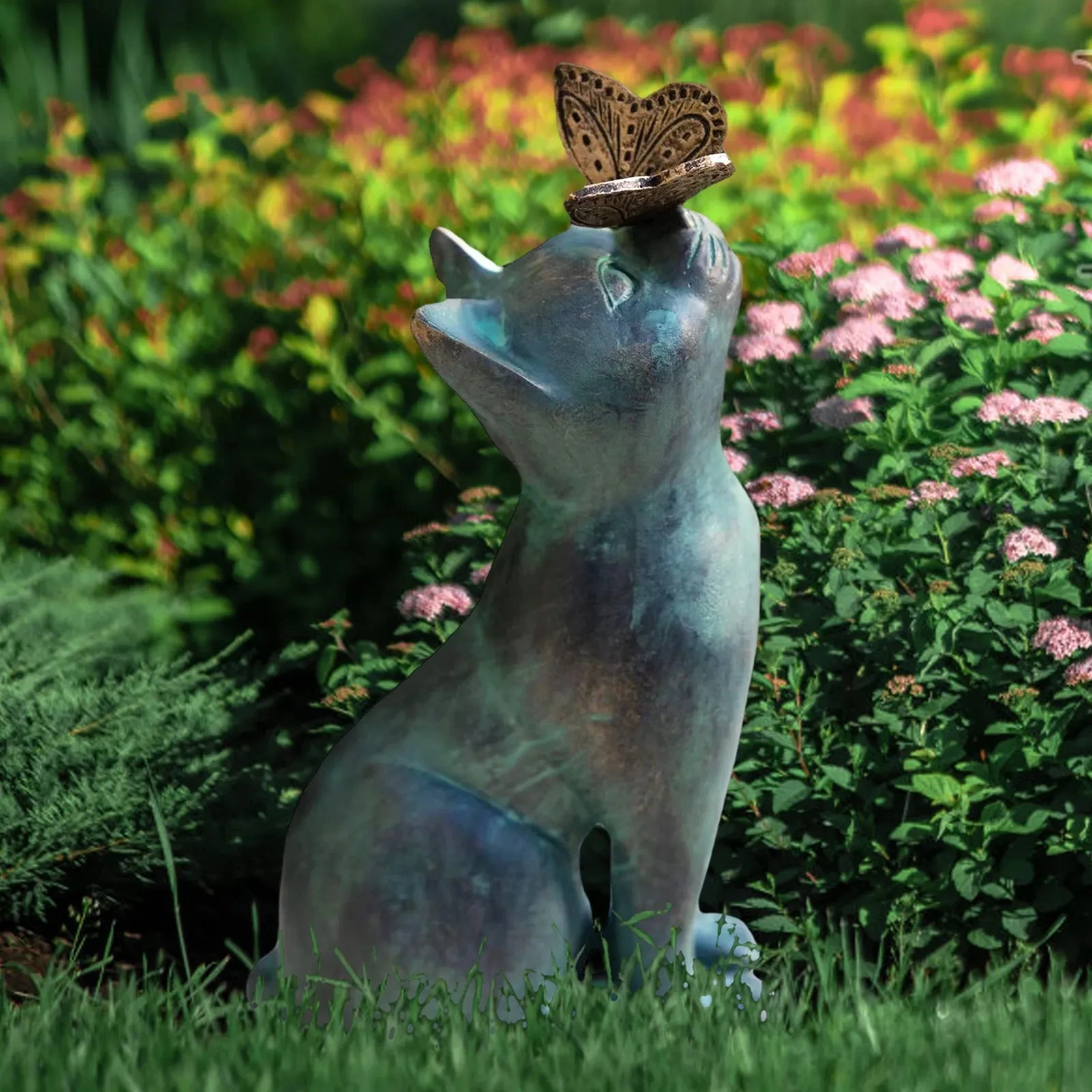 

Cat Play Butterfly Figurine Buddha Sphinx Figurine Meditation Garden Art Sculptures Outdoor Garden Statues Figurines Decoration