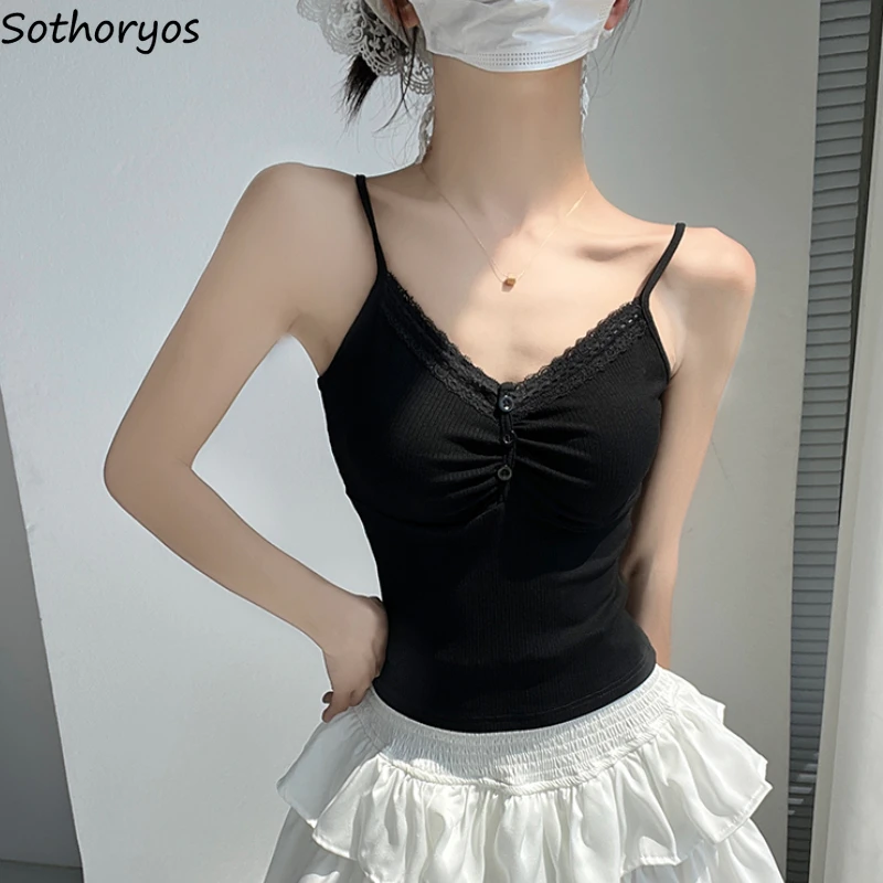 Sexy Y2k Sleep Tops Women Home Slim Pure Lace Design Hosweet Sleepwear Soft All-match Ulzzang Fashion Lounge Sleeveless Clothes