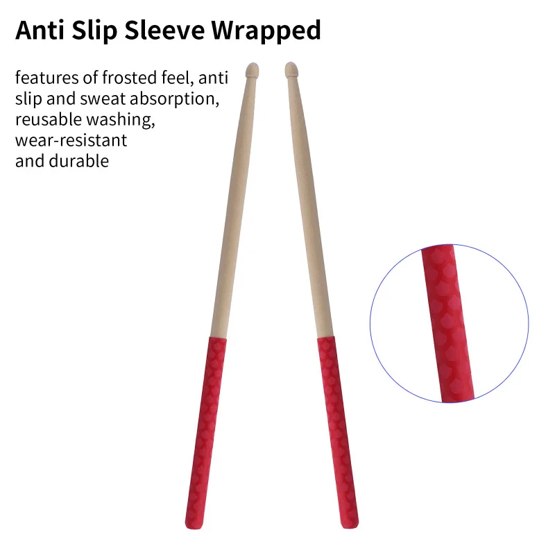 1-Pair Drumstick Non-slip Drum Sticks 5A Maple Triangular Tips Non-slip Wrapped Handles Musical Instrument Drum Set Accessories