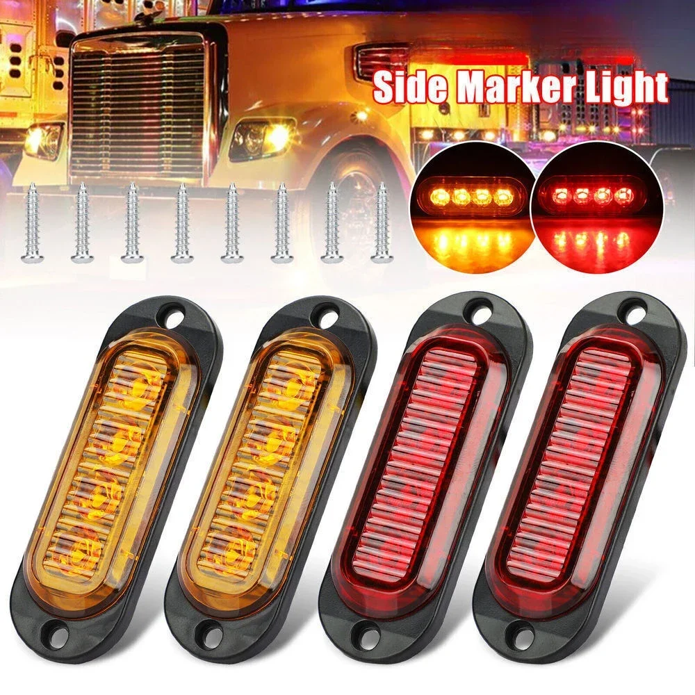 

2pcs 4 LED 12V -24V Side Marker Warning Light Clearance Lamp Turn Signal Light Car Truck Trailer Lorry Caravan Bus RV Van