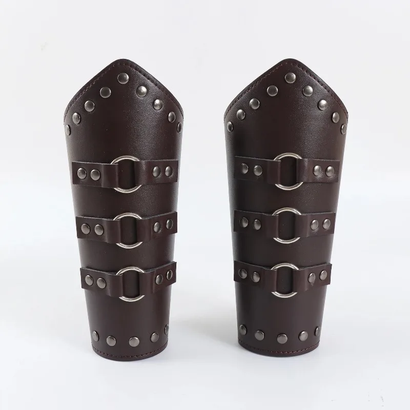 Armure en cuir PU pour hommes, Cosplay médiéval, chauffe-bras à lacets, Viking, Pirate, chevalier, gantelet, bracelet, accessoires Steam Punk