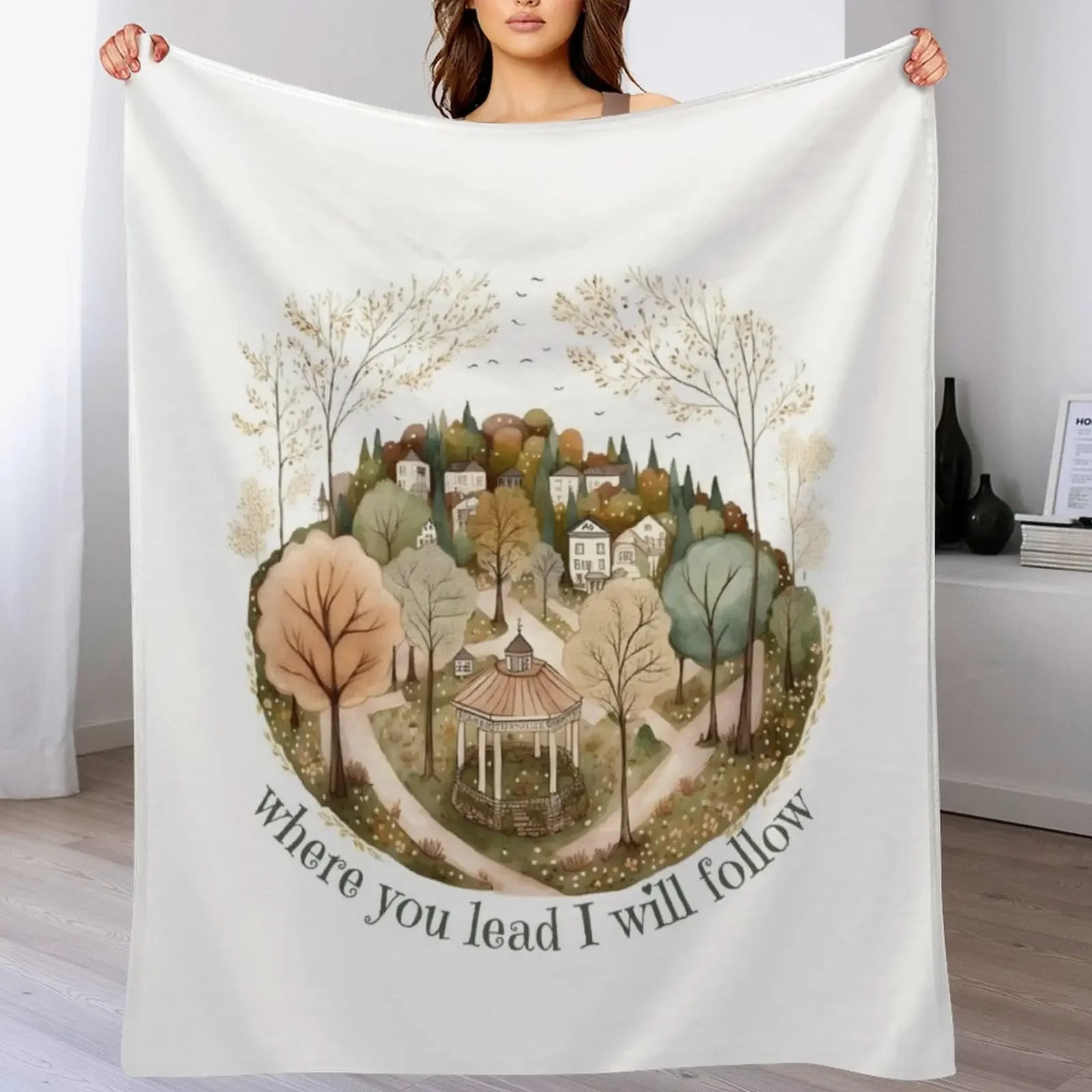 Where you lead - Gazebo - Watercolor art - Gilmore Throw Blanket Luxurious Soft Fuzzy Blanket for Sofa Bed