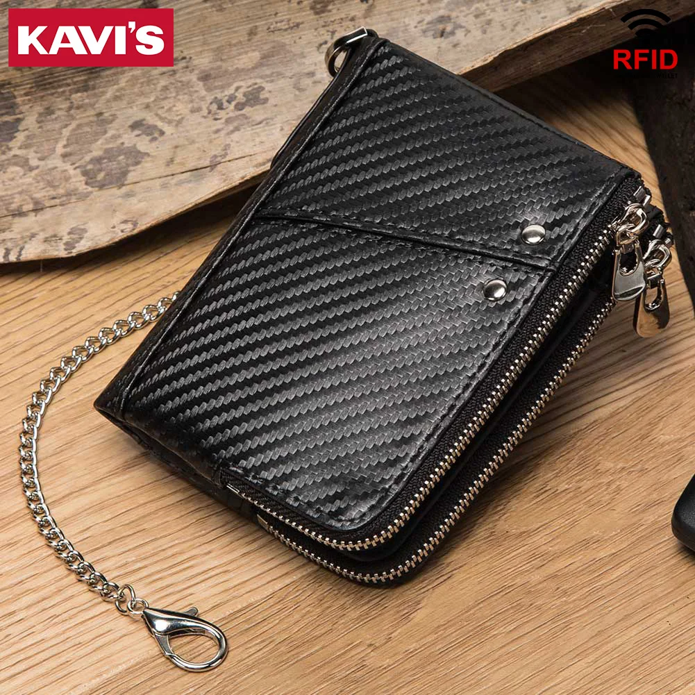 KAVIS 여성용 정품 가죽 지갑 RFID 차단 짧은 동전 지갑 및 카드 소지자 패션 남성용 돈 가방 Portomonee