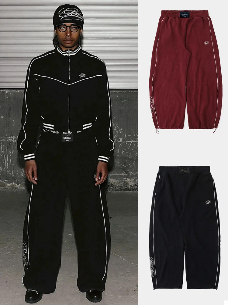 

Свободные повседневные брюки в стиле ретро для женщин, американские популярные девушки, широкие прямые длинные брюки с застежкой-молнией на талии