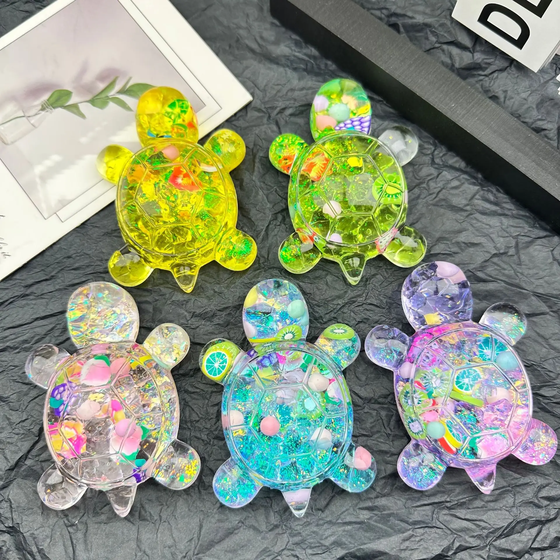 Tortue lumineuse en résine de grande taille avec glace aux fruits, ornement de bureau intérieur de voiture, aquarium de jardin scintillant, décor de paysage Miniature, cadeau Tortue lumineuse en résine de grande taille avec glace aux fruits, ornement de bureau intérieur de voiture, aquarium de jardin scintillant, décor de paysage Miniature, cadeau