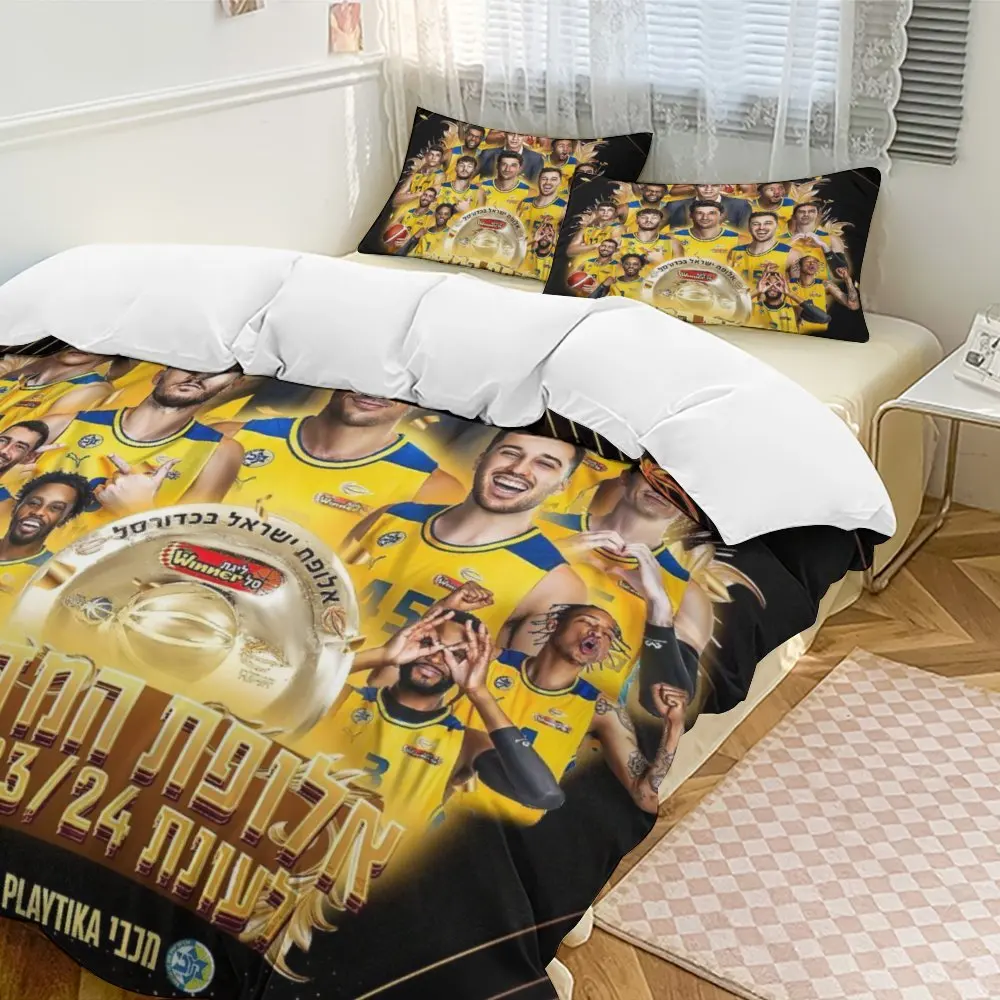 Maccabi Tel Aviv Basketball Champion Bedding Set Double Twin King Duvet Cover Comforter Pillowcase Boys Girls Adults Bedroom