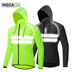 WOSAWE Windproof Cycling Jackets Hooded Men Riding Waterproof Cycle Clothing Bike Long Sleeve Jerseys Reflective Vest Wind Coat