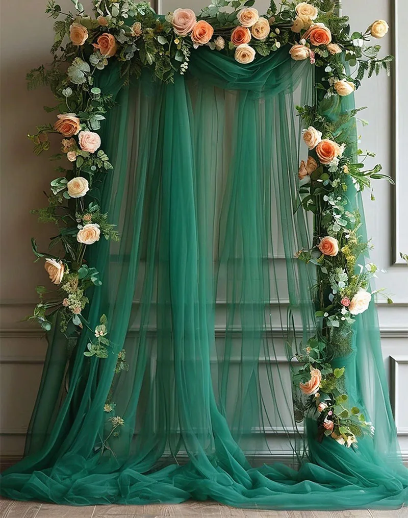 Wedding Arch Draping Fabric Backdrop for Wedding Reception Tulle Backdrop Curtain for Ceremony Birthday Party Arbor Ceiling