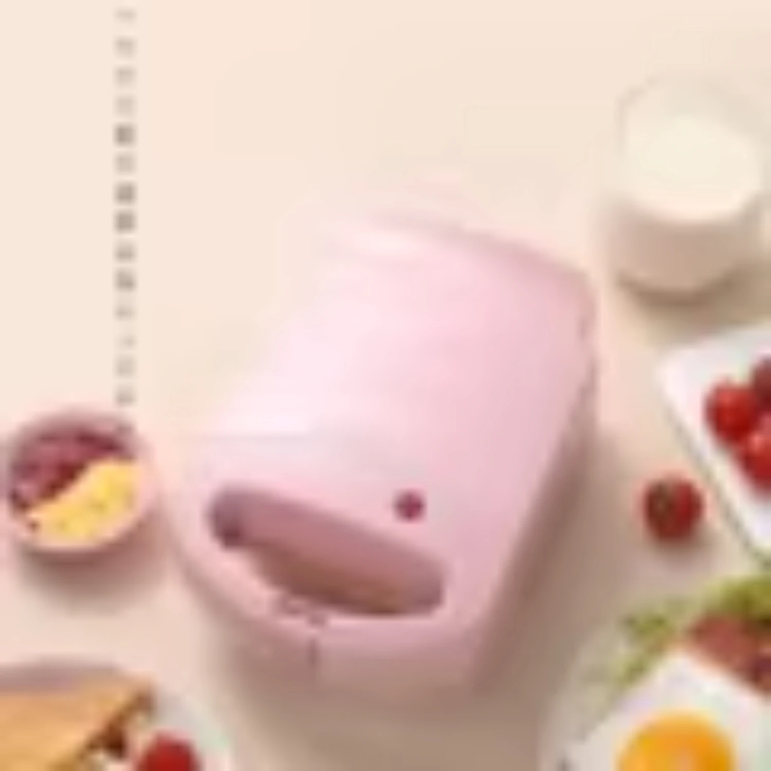 Máquina de sanduíche multifuncional portátil antiaderente para assar waffle - cor vermelha rosa