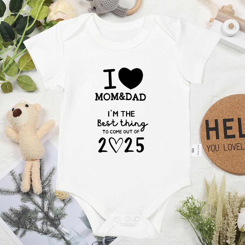 2025 Baby I LOVE MOM&AD Boy Girl Clothes Aesthetic Creativity Cozy Infant Outfits Surprise Gift Newborn Onesies Cotton Romper