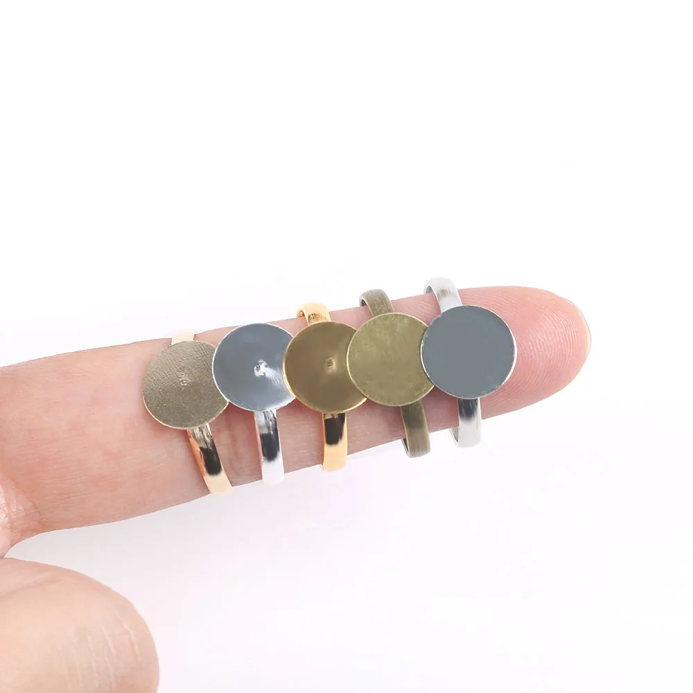 10 adjustable ring holders made of 304 stainless steel with gold plating, 6/8/10/12/14/15mm diameter LK-AA677