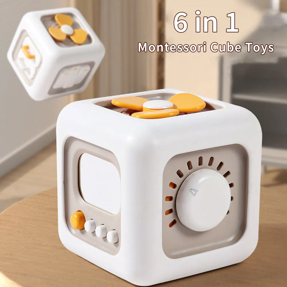 6 in 1 Montessori Cube Toys Sensory Baby Practice Skills Toddler Busy Board Educational Learning Toys for Babies Over 6 Months