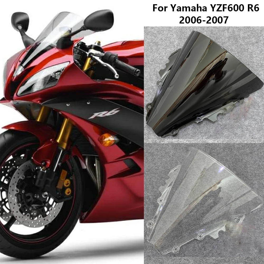 For Yamaha YZF600 YZF R6 600 2006 2007 Windshield WindScreen Wind Shield Screen Deflector Double Bubble Visor YZF-R6 YZFR6 06-07