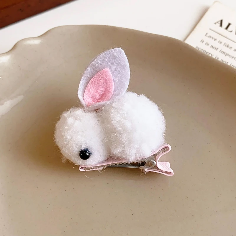 1/2/10 قطعة صغيرة لطيف أفخم الأرانب الحيوان منقار البط مقاطع الشعر للنساء شخصية هامش دبابيس الشعر مجموعات الإكسسوارات