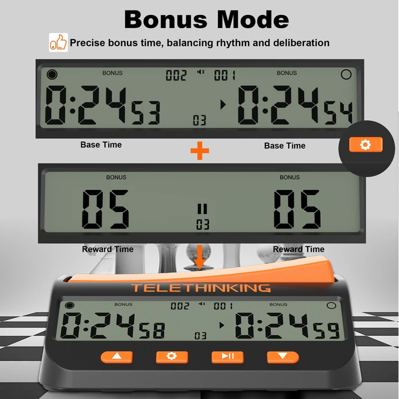 GC01 Digital Chess Timer Multipurpose Portable Professional Chess Clock Count Up/Down Precision Board Game Timer Stopwatch view 3