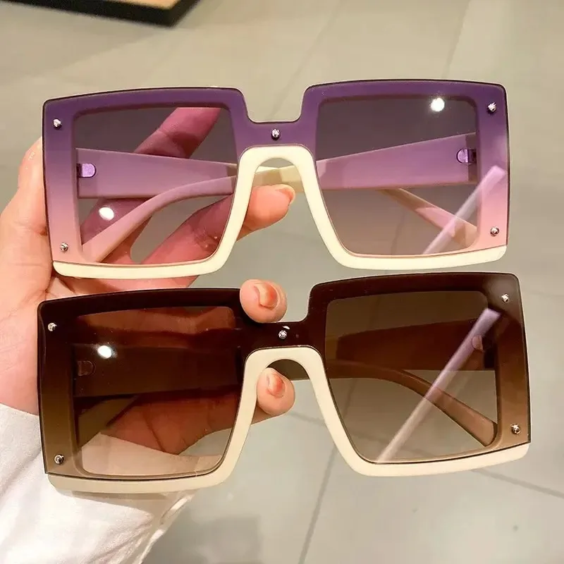 

Square Oversized One-pieces Sunglasses Men Women Trendy Gradient Goggle Eyewear Fashion Luxury Brand Design Sun Glasses