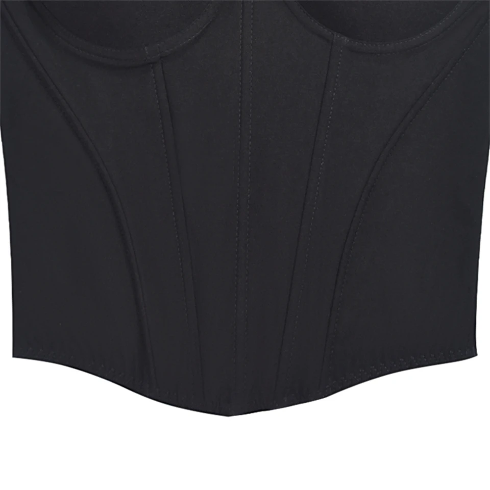 Becirzet Damen Schwarzes Korsett, Drahtloser BH, Sexy Off-Shoulder-Top, Vintage-Fischgrätenmuster, Taillenbetonendes Tanktop – Detail 23