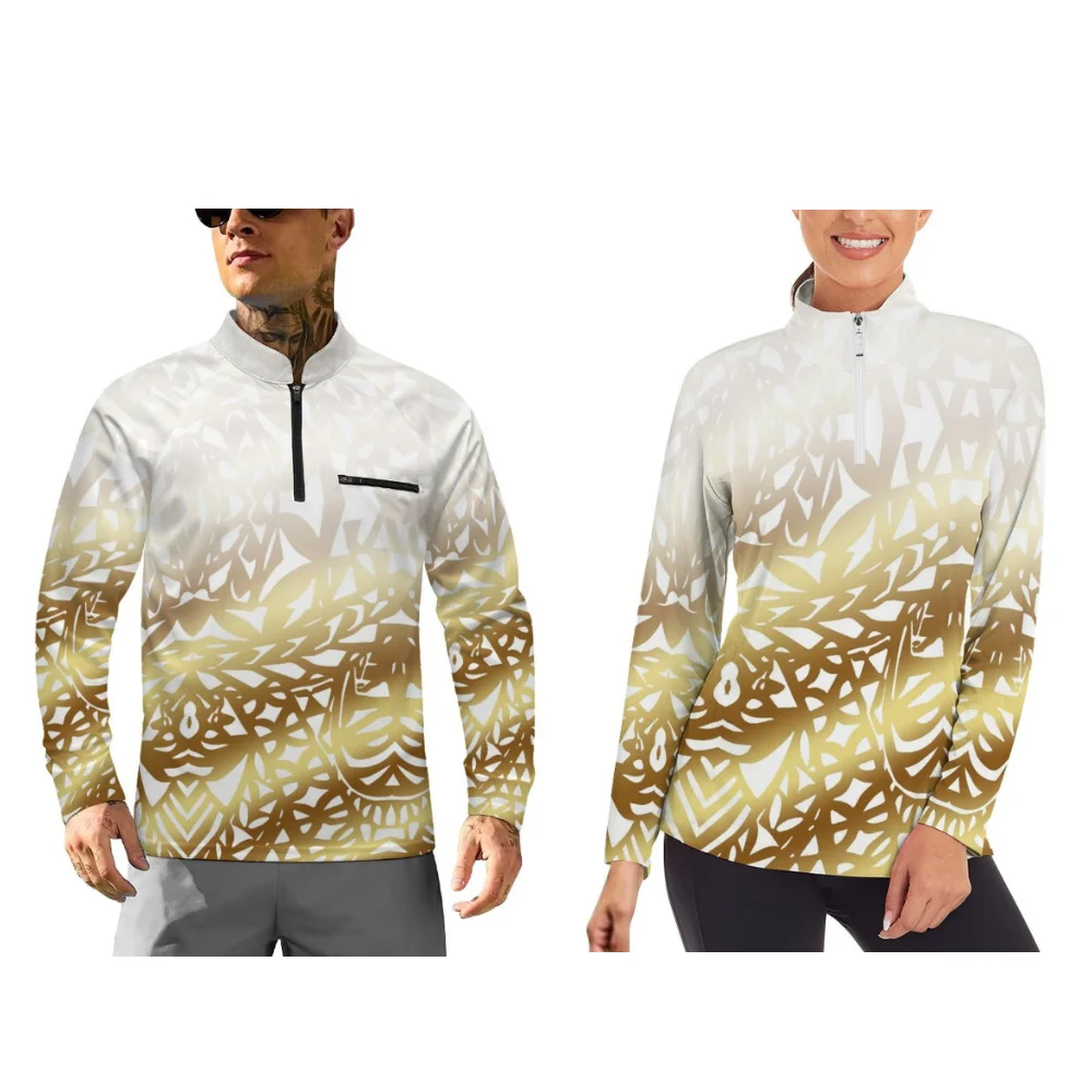 

Polynesian Long-Sleeved Sportswear For Couples Customizable Autumn And Winter Sportswear Long-Sleeved Sportswear