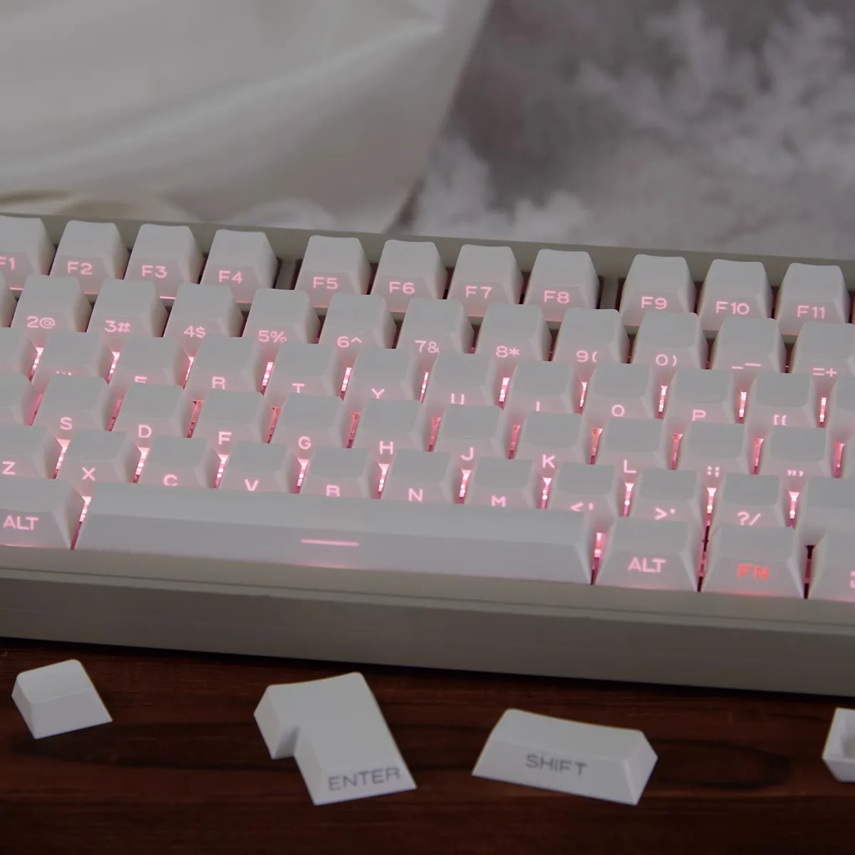 Imagem -02 - Gmk Suave Lado Branco Corte Keycaps Pbt Dye Subbed Key Caps Cherry Profile Keycap Barra de Espaço 2.25u 2.75u 3u 7u Entrar Iso