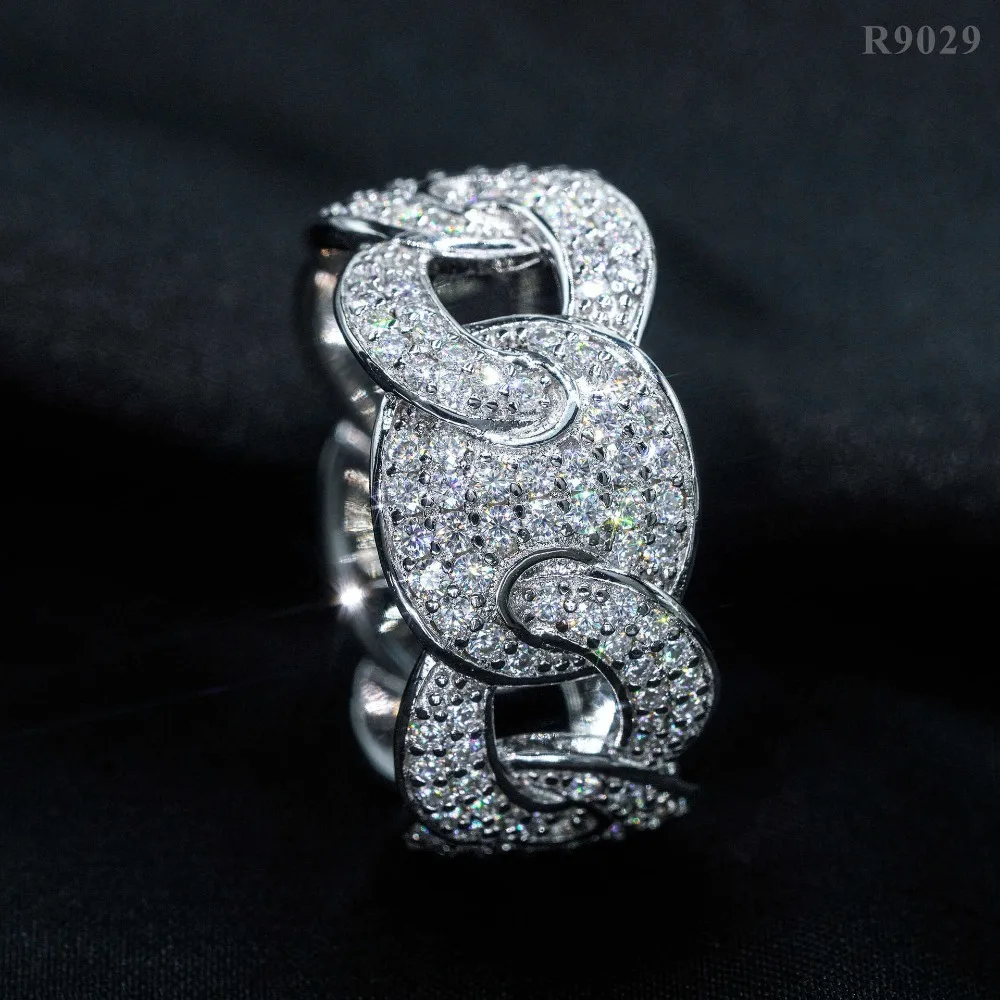 

Кольцо LYEE CYEE Hip Hop Full Pave Chain Wedding Ring R9029! Серебряное кольцо 925 пробы с муассанитом, ослепительное украшение для мужчин и женщин, роскошный подарок