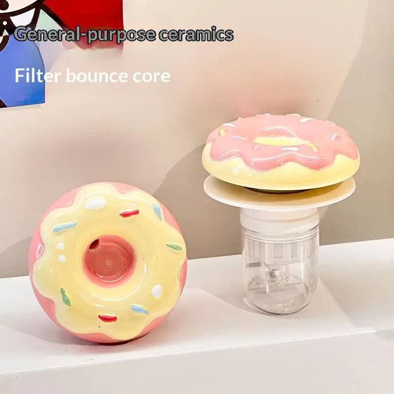 Decorative Ceramic Donut Basin Drain Stopper Anti-Clog Universal Sink Strainer Cover for Bathroom Laundry Sink