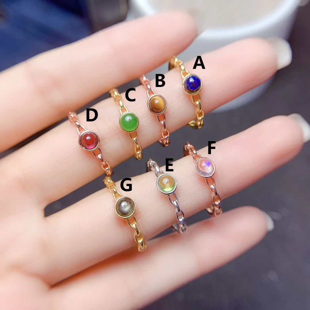 

S925 silver ring natural multi-colored gemstone inlaid boutique jewelry light luxury fashion banquet women jewelry