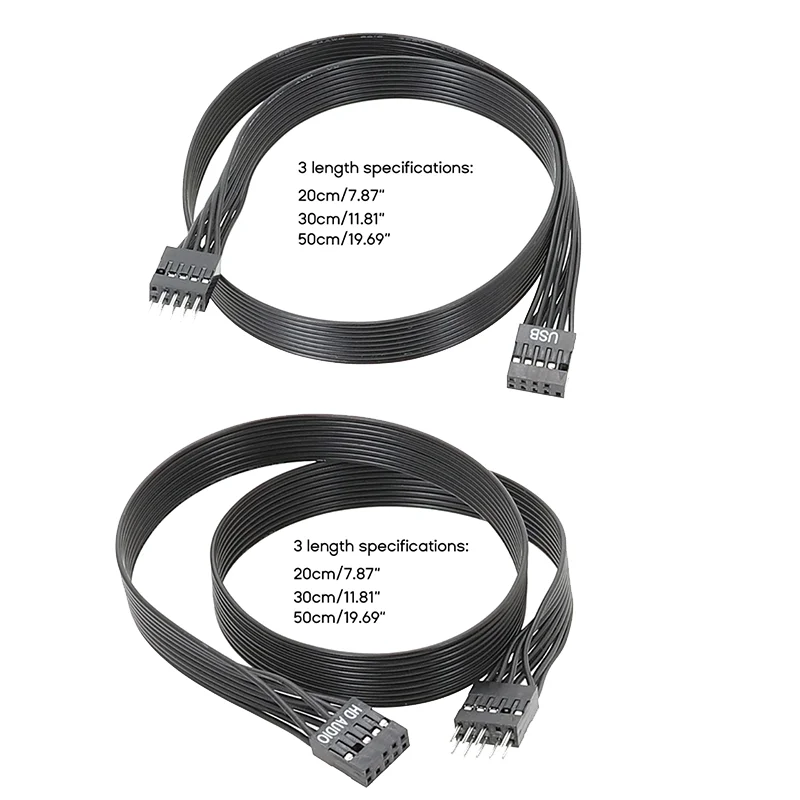 HDAudio/USB2.0 9pin Header Computer Motherboard Front Audio Extension Cable Male To Female Connection Flat Cable