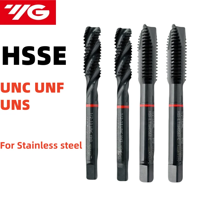 

South Korea YG HSSE American INOX Spiral Fluted Tap UNC/F 4-40 6-32 10-32 12-24 1/4 5/16 3/8 Spiral Pointed Tap With Red Circle