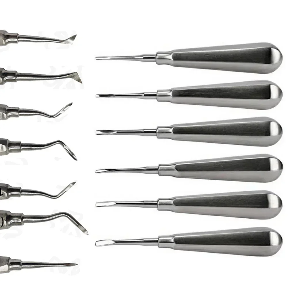 1 قطعة مواد طب الأسنان الفولاذ المقاوم للصدأ استخراج الأسنان أدوات جراحية مستقيم منحني البلوط الجذع الجذر تلميح رفع عيادة طبيب الأسنان #3