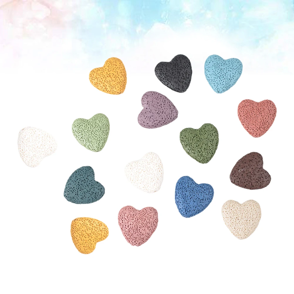 

15pcs Heart Shape Volcanic Stone Beads Colorful Loose Spacer Charms For Jewelry Making Diy Craft Supplies Charm Pendant Jewelry