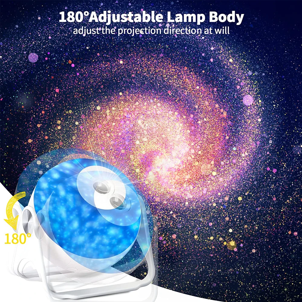 Galaxy Night Light Projector Star Projection Lamp with Nebula Moon Planets Aurora 360° Rotating Focusable for Kids Bedroom Gifts