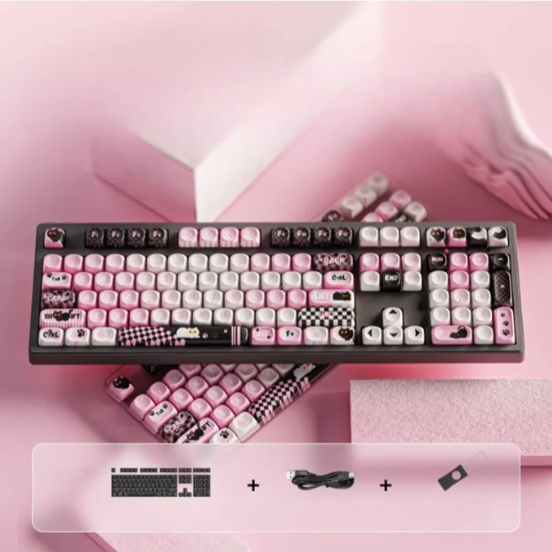 

EWEADN MT87 Wireless Mechanical Keyboard 87 108 Layout Tri-mode Soldered Switches DYE-Sublimation Gaming Office Keyboard GIFT